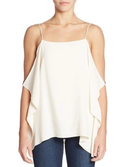 Shop Theory Petteri Draped Cold-shoulder Crepe Top In Ivory