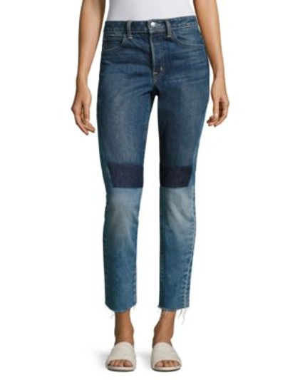 Shop Helmut Lang Slim-fit Patchwork Jeans In Vintage Blue