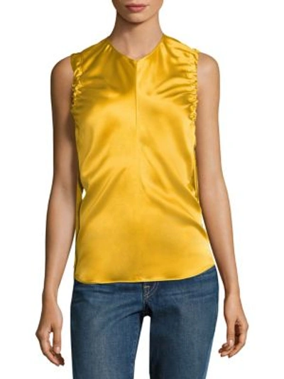 Shop Helmut Lang Armhole Ruched Silk Tank Top In Flame