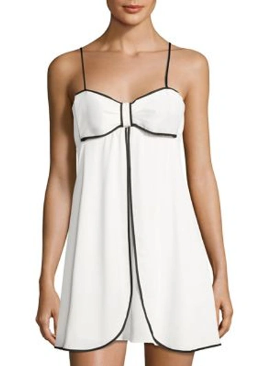 Kate Spade Bow-front Satin Chemise, White/black In Ivory