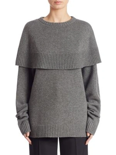 Shop Chloé Cashmere Cape Sweater In Black-charcoal