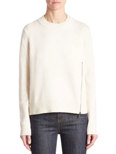 Shop Proenza Schouler Long Sleeve Roundneck Sweater In Off White