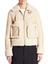 Chloé Double Face Shearling Jacket In Beige-white