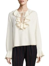 SEE BY CHLOÉ Ruffled Crepe Bell Sleeve Blouse