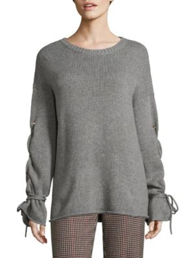 See By Chloé Oversized Lace-up Knitted Sweater In Silver Sage