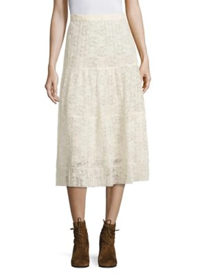 Shop See By Chloé Plissé Lace Midi Skirt In Natural White