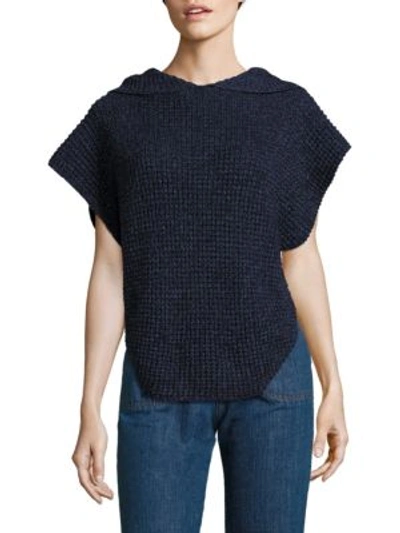 See By Chloé Hooded Cable-knit Pullover Sweater, Navy