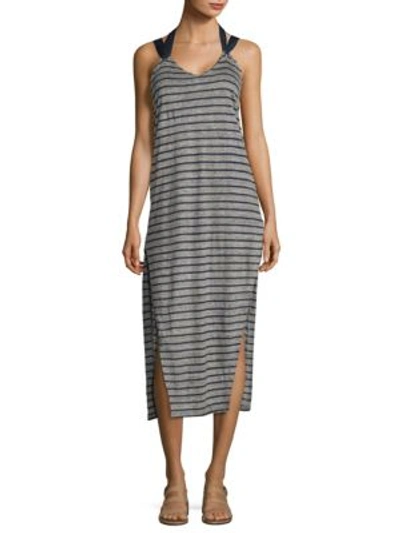 Feel The Piece Neptune Striped Dress In Heather Grey-navy Stripe