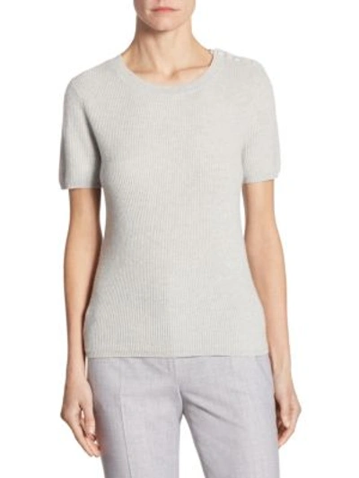 Max Mara Ribbed Cashmere Top In Light Grey