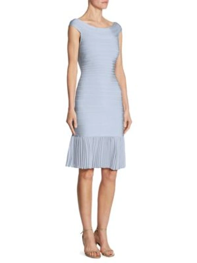Shop Herve Leger Pleated Bandage Dress In Pearl Blue