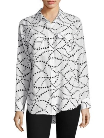 Shop Equipment Signature Star Swirl Silk Shirt In Bright White True Black