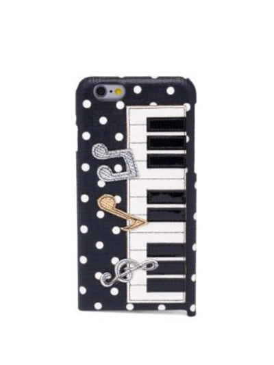 Dolce & Gabbana Polka Dot Piano Leather Phone Case In Multi