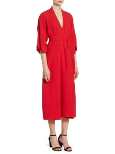 Shop Tome V-neck Shirt Dress In Red