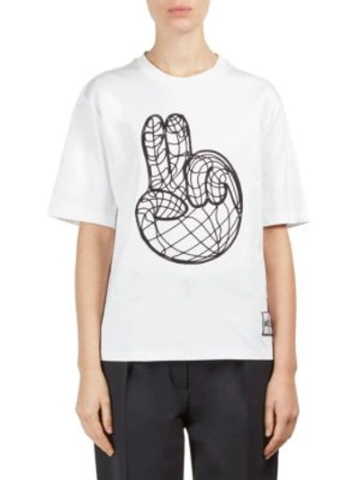 Kenzo Peace World Embroidered Cotton Tee In White