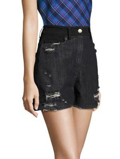 Shop Public School Thana Distressed Shorts In Washed Black