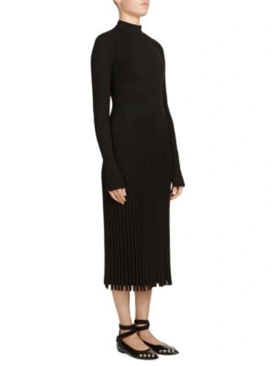 Cedric Charlier Ribbed Stretch-knit Dress In Black