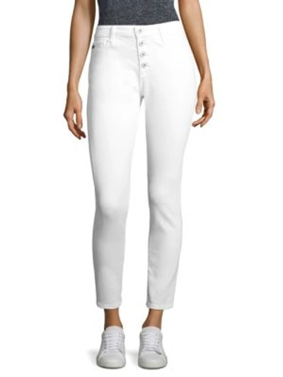 Ag Farrah Exposed-button Skinny Jeans In White