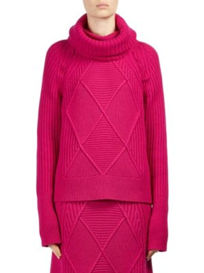 Shop Kenzo Cowlneck Wool Sweater In Deep Fuchsia