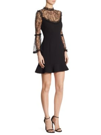 Shop Nicholas Lace Crepe Mini Dress In Black