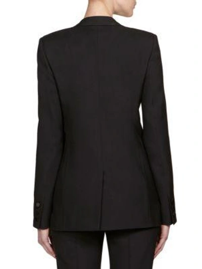 Shop Saint Laurent Embellished Gabardine Blazer In Black