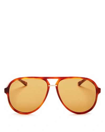 Shop Gucci Aviator Sunglasses, 61mm In Avana