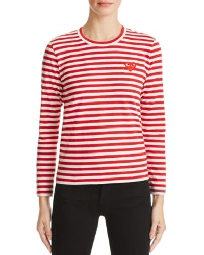 Shop Comme Des Garçons Play Stripe Tee In Red/white