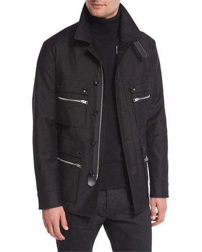 Tom Ford Satin-cotton Field Jacket, Black