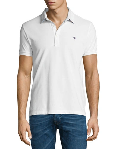 Etro Paisley-collar Polo Shirt, White