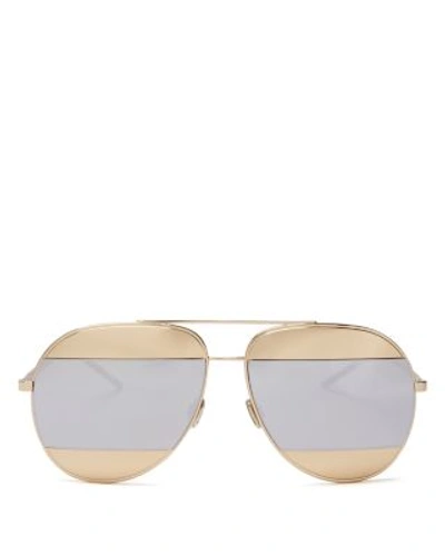 Shop Dior Split Aviator Sunglasses, 59mm In Gold/silver Mirror Split