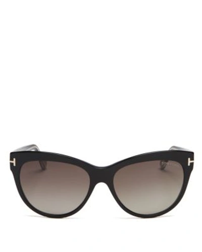 Tom Ford Lily Polarized Sunglasses, 56mm In Shiny Black Crystal/polarized Gradient