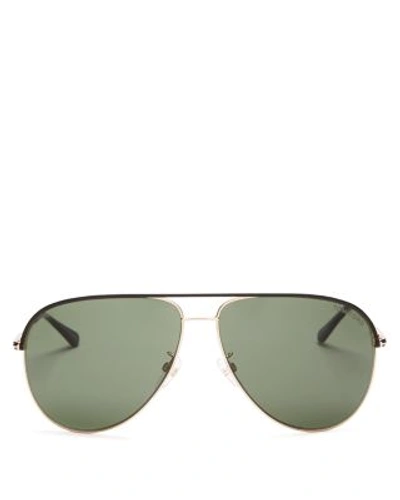Tom Ford Erin Aviator Sunglasses, 61mm In Gold/green Lens