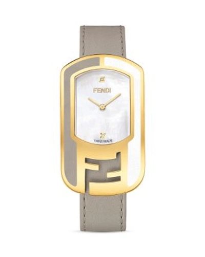Shop Fendi Chameleon Watch, 29mm In Yellow Gold/white/tortora