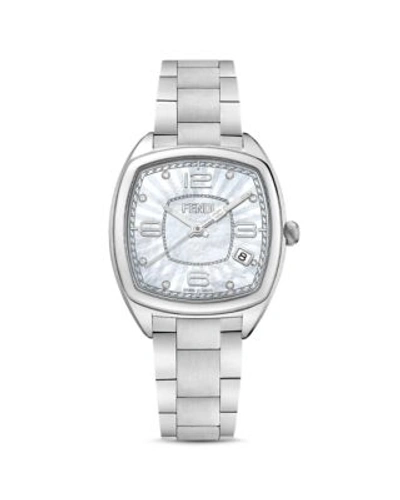Shop Fendi Momento Diamond Watch, 31.5mm In White/silver