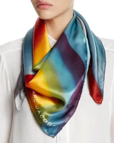 Marc Jacobs Rainbow Square Silk Scarf In Multi