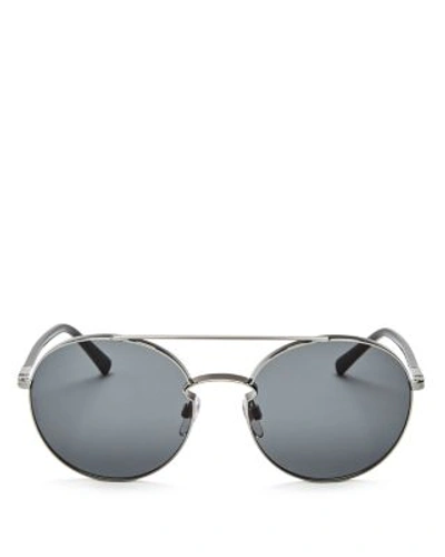 Valentino Round Sunglasses, 55mm In Silver/gray Solid
