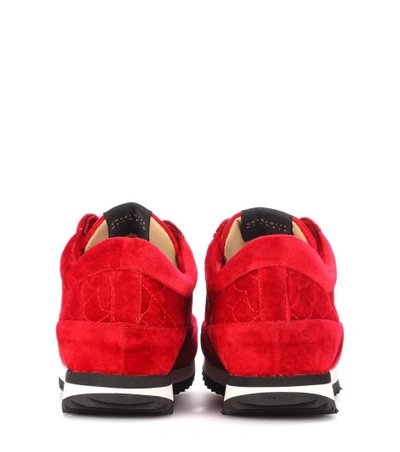 Shop Charlotte Olympia Suede Sneakers In Red