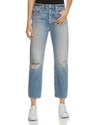 Frame Rigid Re-release Le Original Distressed High-rise Straight-leg Jeans In Blue