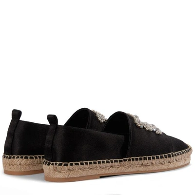 Shop Roger Vivier Espadrilles Flower Strass In Silk Satin In Black