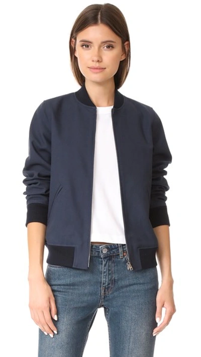 Apc Cocao Cotton Bomber Jacket In Dark Navy | ModeSens