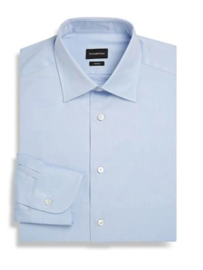 Shop Ermenegildo Zegna Regular-fit Cotton Dress Shirt In Blue