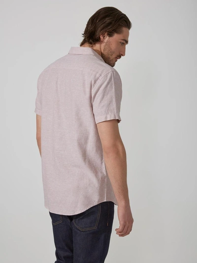 Shop Frank + Oak Short-sleeved Cotton-linen Oxford Shirt In Antique Pink 