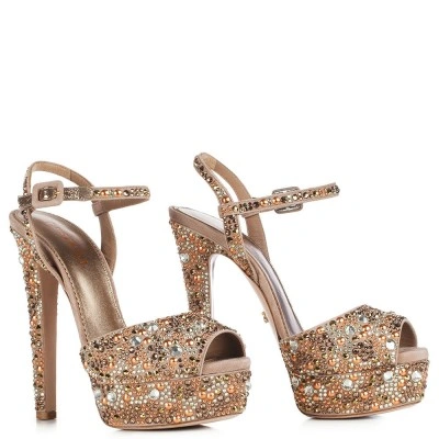 Le Silla Sandal Camouflage In Pompei Colour, Suede Crystals And Stones