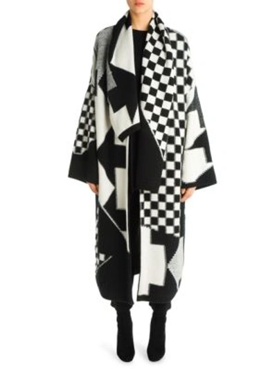 Shop Stella Mccartney Wool Mixed Cape In Ivory Black