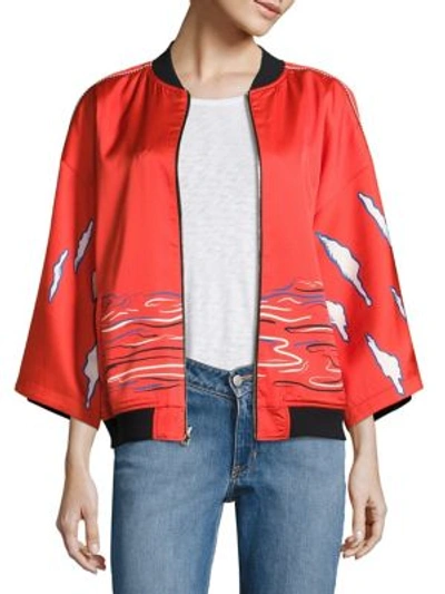 Shop Opening Ceremony Reversible Kimono Bomber Jacket In Cantaloupe Multi