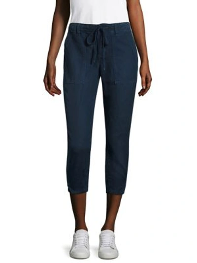 Amo Twist Drawstring Canvas Pants In Navy