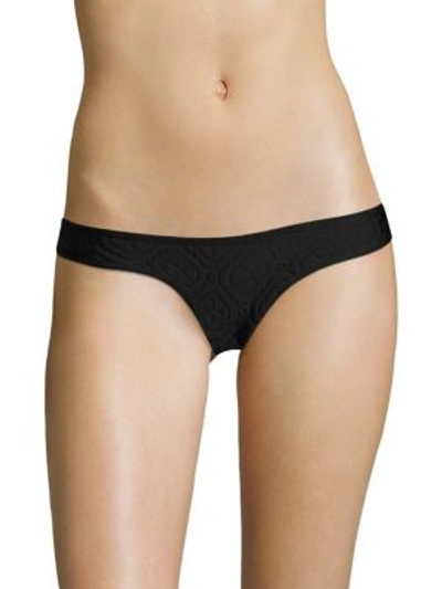 Duskii Ochre Embossed Hipster Bikini Bottom In Black Embossed