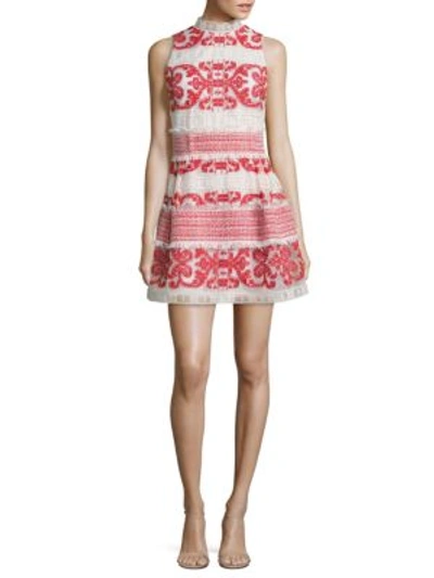 Alexis Minika Embroidered Tiered Dress In Red
