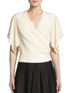 Lanvin Top Flutter Ss Wrap Bttn Clo In Ivory
