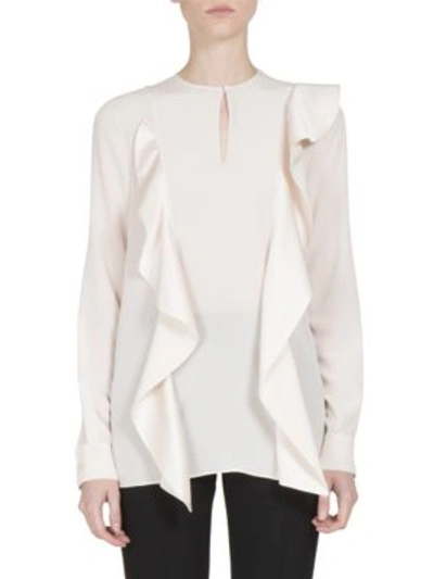 Shop Givenchy Ruffle-detail Silk Crepe De Chine Blouse In Skin