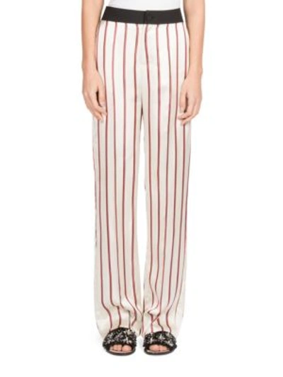 Shop Lanvin Stripe Wide-leg Trousers In Ivory